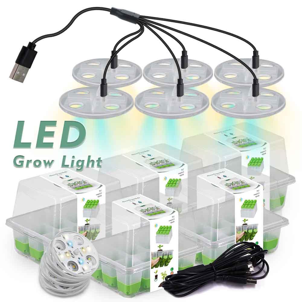Greenhouse Plastic Film - LED Grow Light Seedling Starter Tray